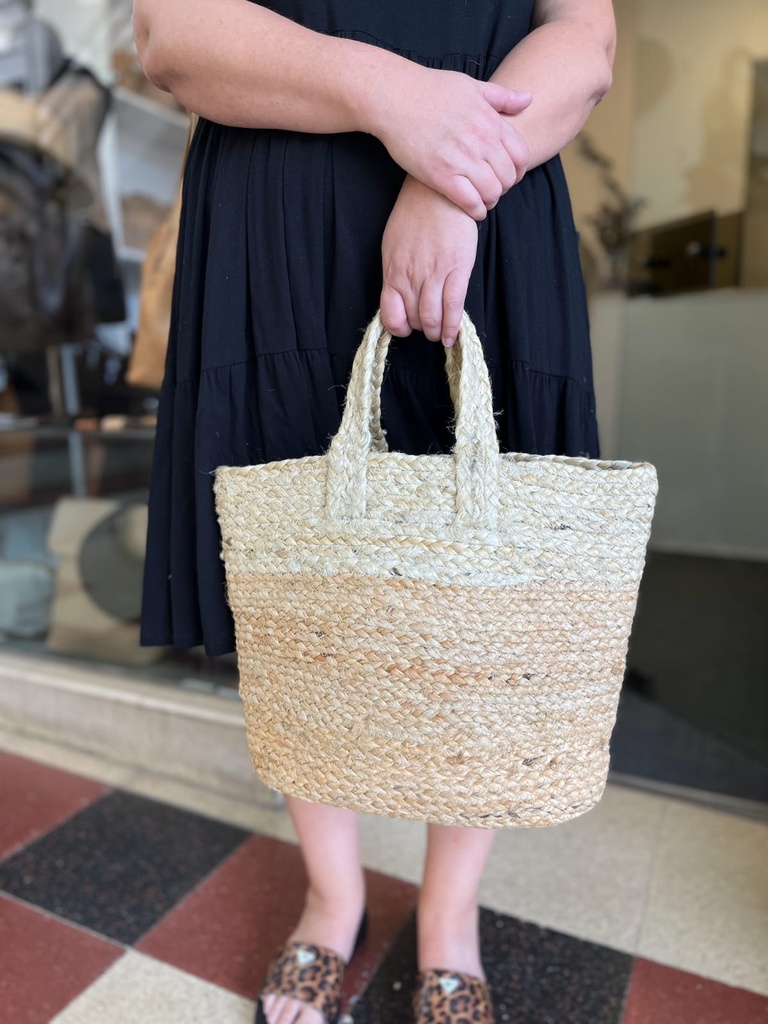 Bolso Yute comb/Blanco y Natural