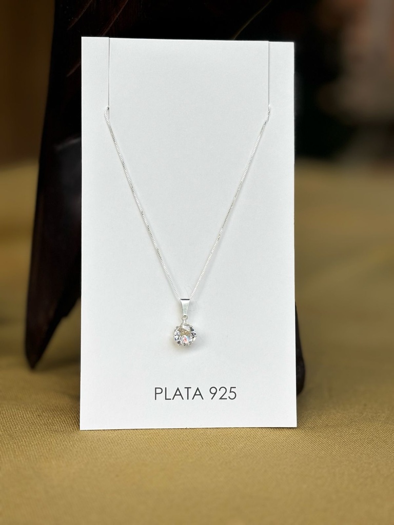 Collar Cristal Redondo Chico Plata 925