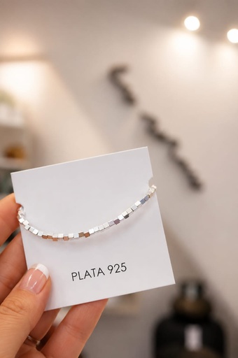 [P10150] Pulsera Plata 925 Cubos Grandes